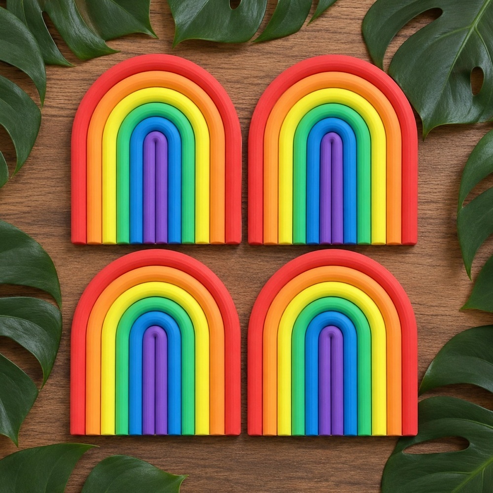 Rainbow Pride Flag Coaster Set - Cork backing - 4 Piece Set